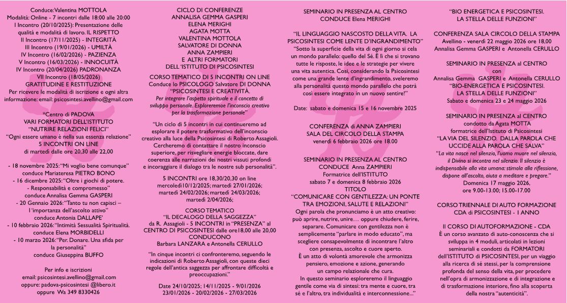 calendario psicosintesi 2025 2026 avellino2